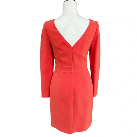 Reiss Genie Dress 4 Bright Orange Bow Waist Long Sleeve Cocktail Party Dress - Picture 10 of 15